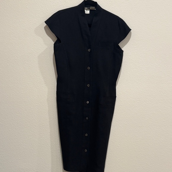 MaxMara Black Midi Dress with Button Detail - Picture 2 of 5